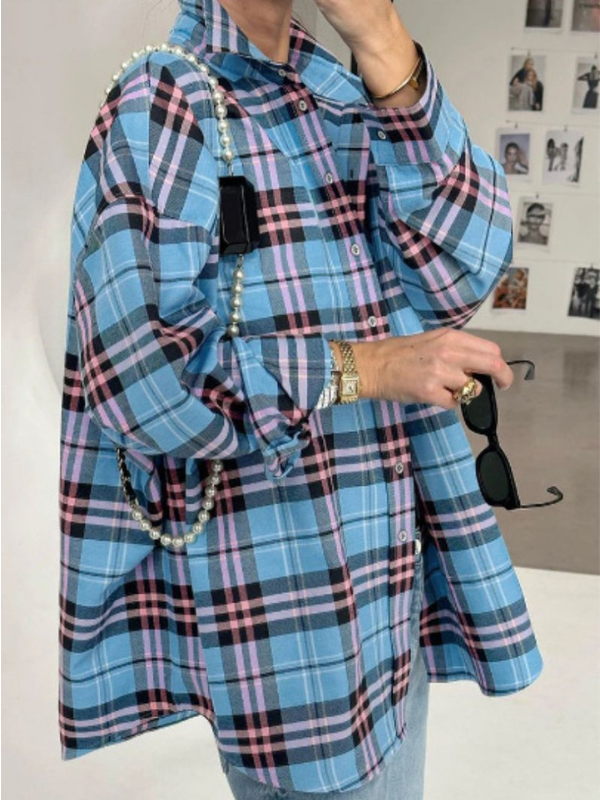 Charlotte - Camicia oversize a quadri con bottoni per donna
