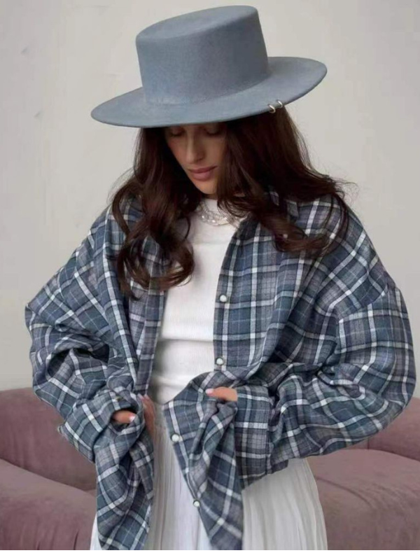 Charlotte - Camicia oversize a quadri con bottoni per donna