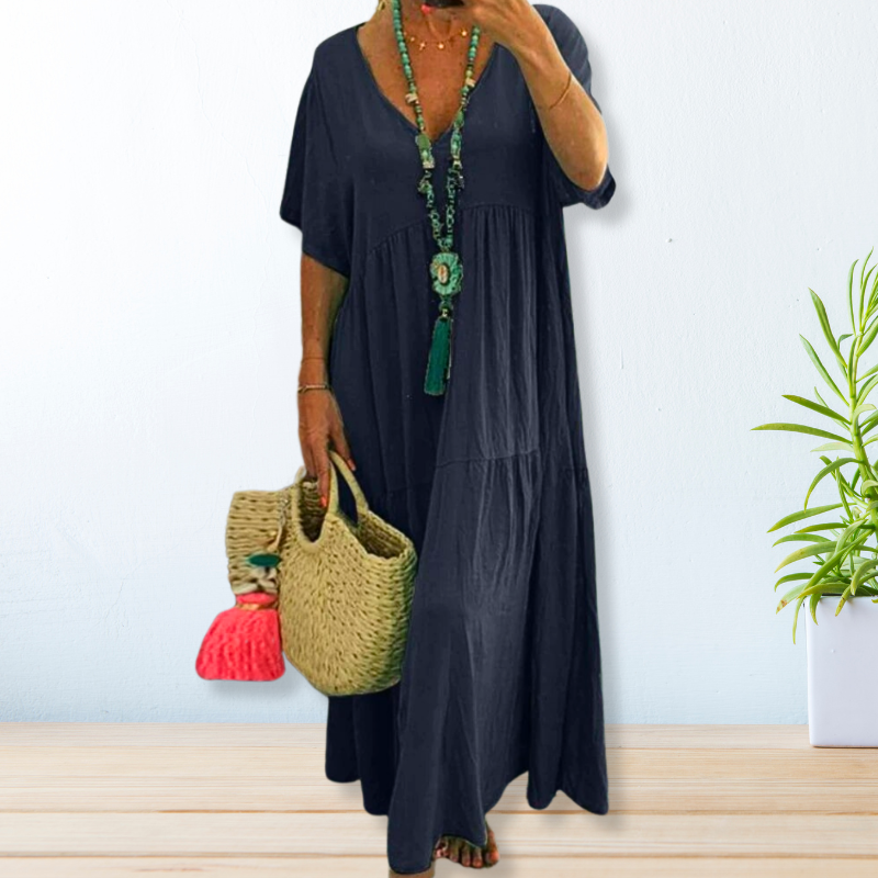 Jolaine - Vestido Maxi de Verano de Corte Holgado (Disponible en Tallas Grandes)