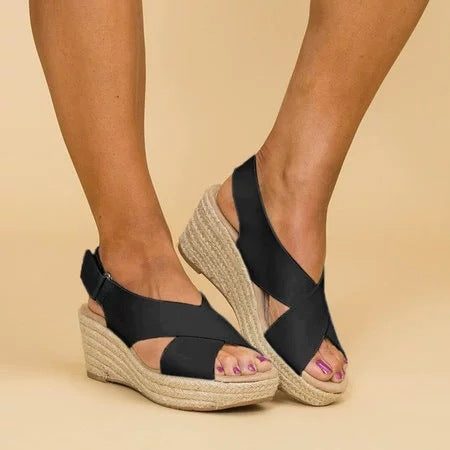 Alice - Sandales compensées à brides croisées pour femmes