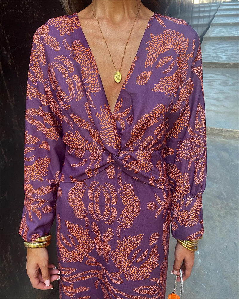 Arielle - Abito avvolgente Boho Luxe casual chic in tessuto misto
