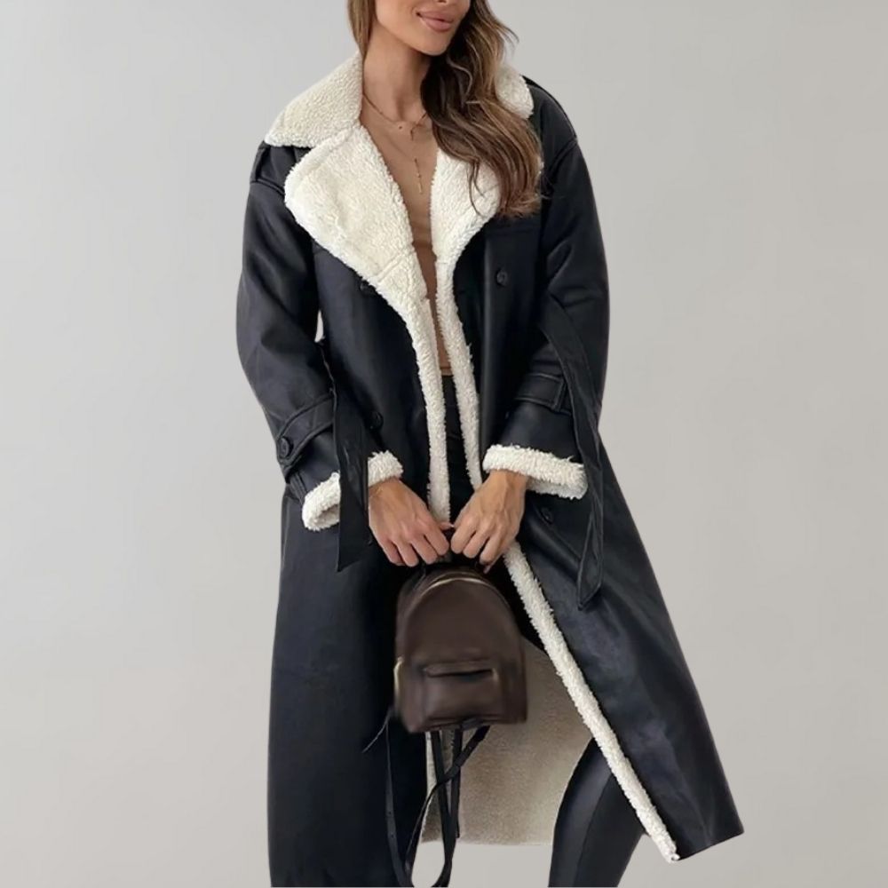 Sienna - Cappotto lungo in ecopelliccia effetto shearling elegante e caldo per il freddo