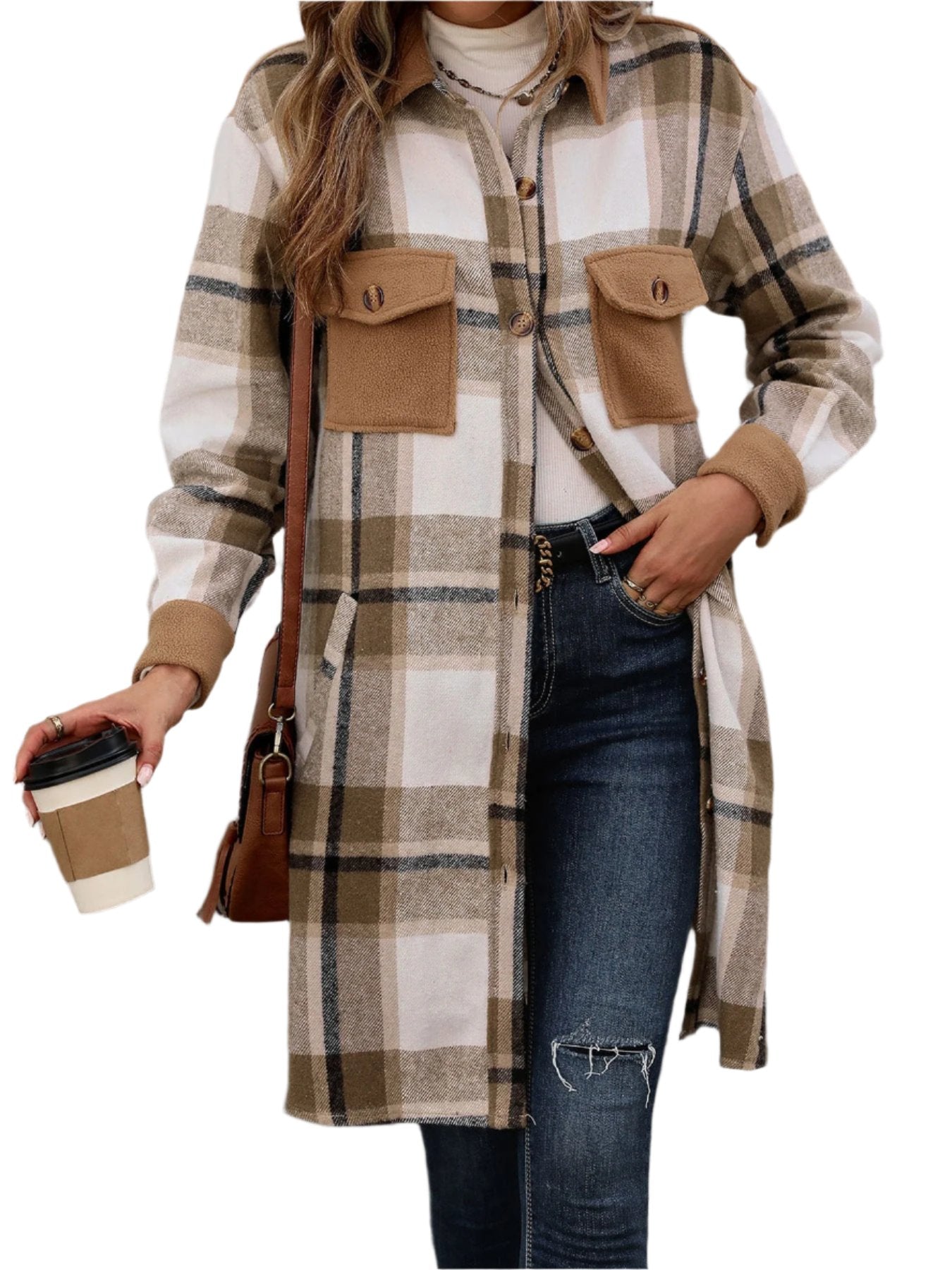 Natasha - Chaqueta de cuadros con botones
