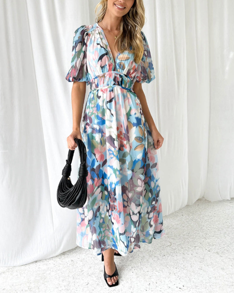 Taylor - Vestido largo elegante con estampado floral