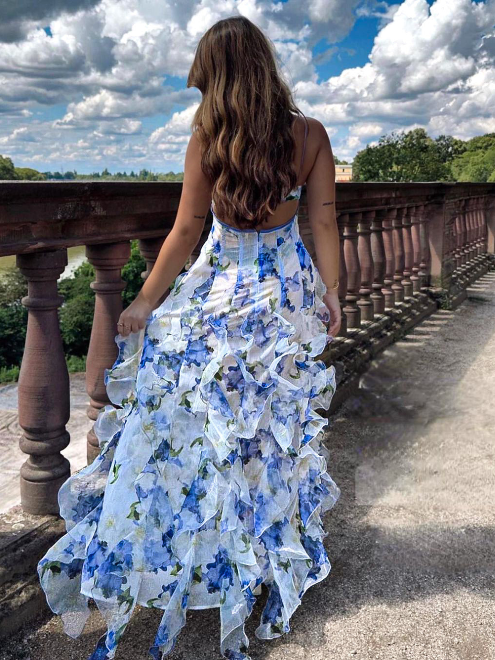 Indigo - Vestito floreale con volant