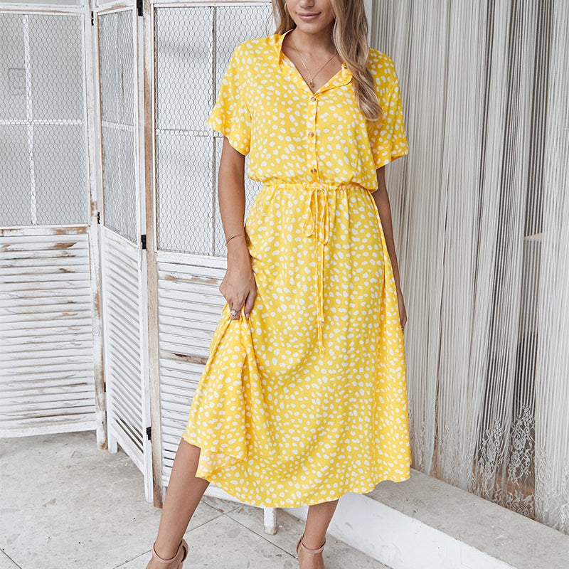 Hazel - Elegante abito midi con stampa leopardata