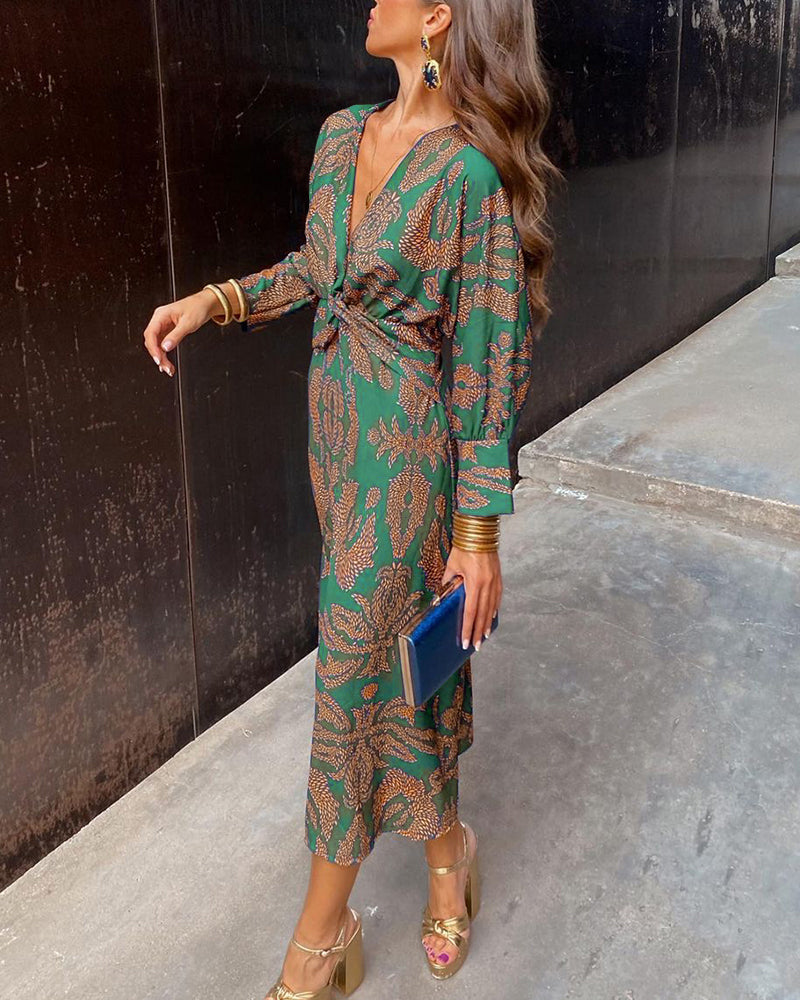 Arielle - Abito avvolgente Boho Luxe casual chic in tessuto misto