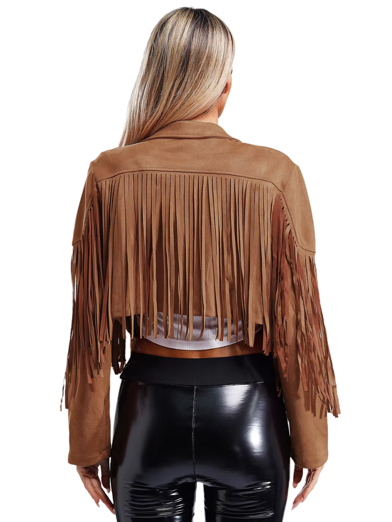 Jessie - Giacca Marrone con Frange