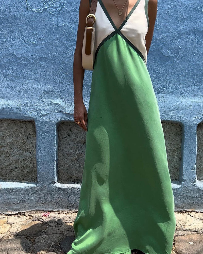 Lara - Vestito chic con scollo a V e colore a contrasto