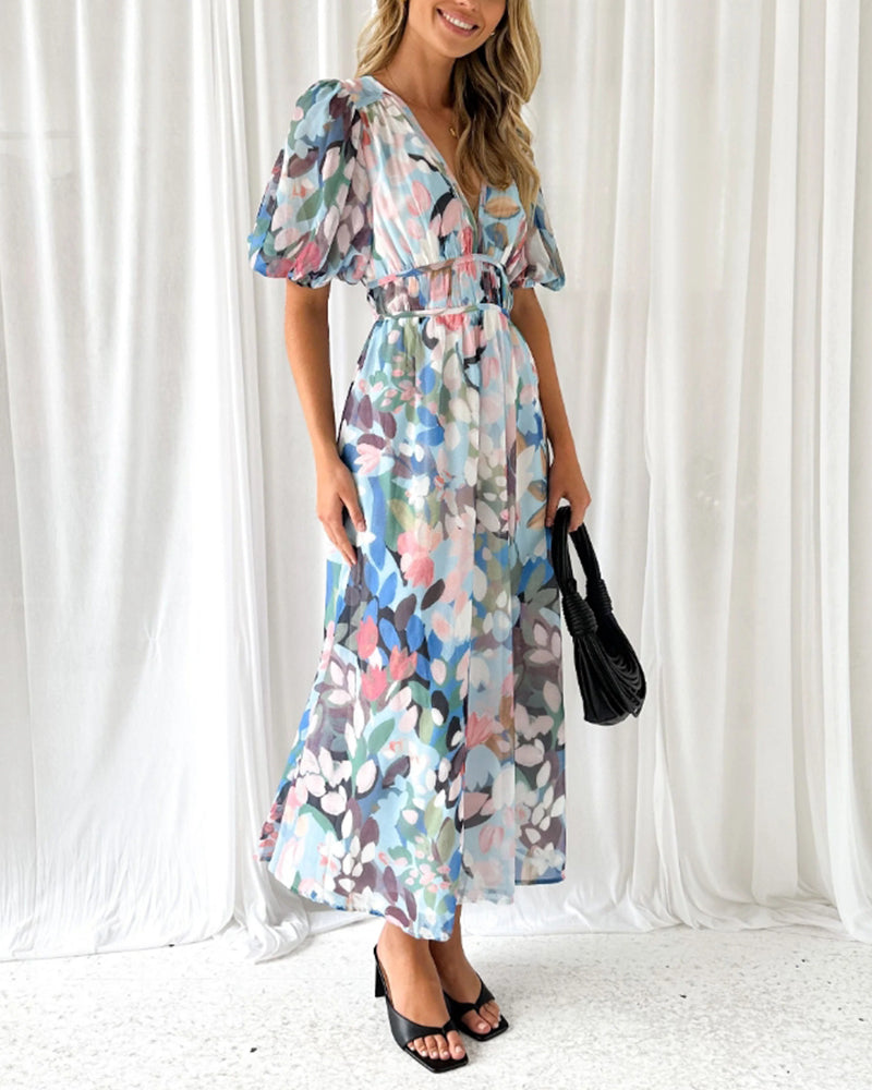 Taylor - Vestido largo elegante con estampado floral