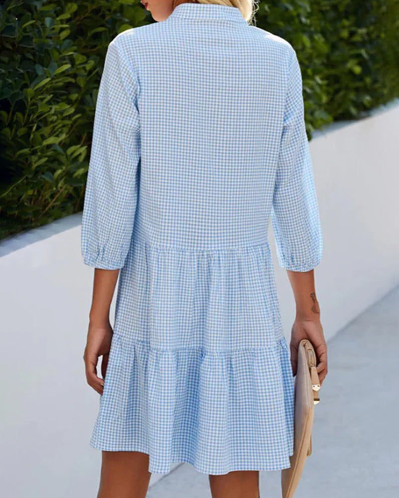 Rosalie - Vestido de verano a cuadros con botones delanteros