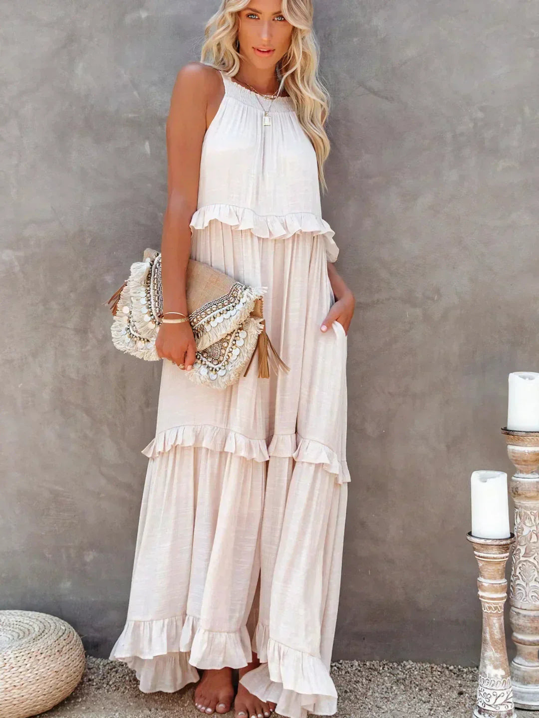 Clara - Vestito Halter con Volant e Tasche