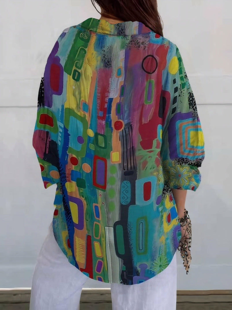 Gemma - Camicia con bottoni e stampa vivace