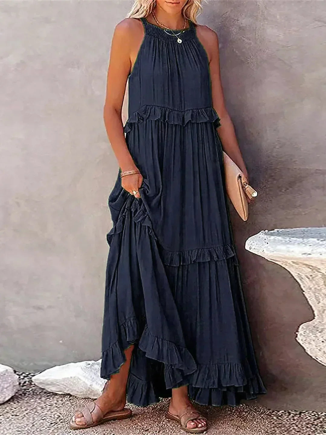 Clara - Vestito Halter con Volant e Tasche