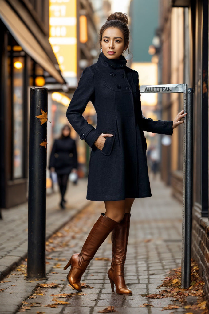 Aria - Cappotto con Cappuccio a Linea A Elegante e Senza Tempo per il Freddo