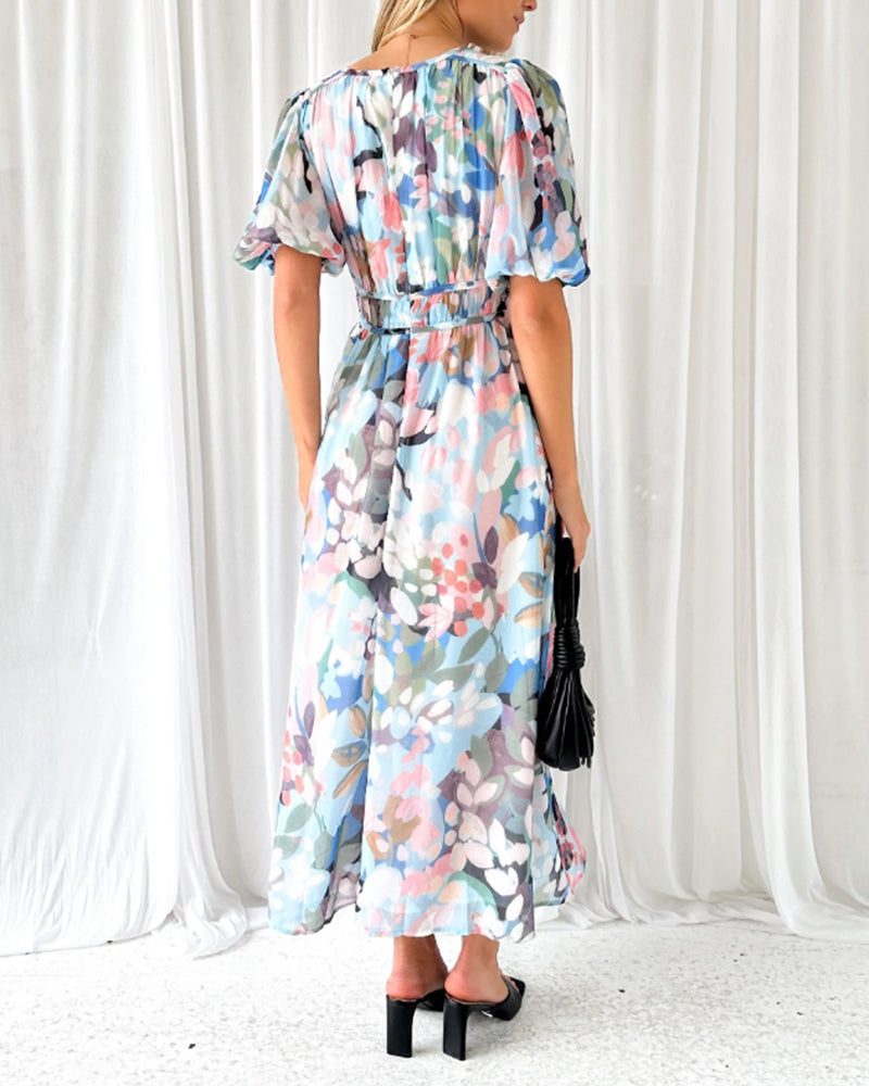 Taylor - Vestido largo elegante con estampado floral