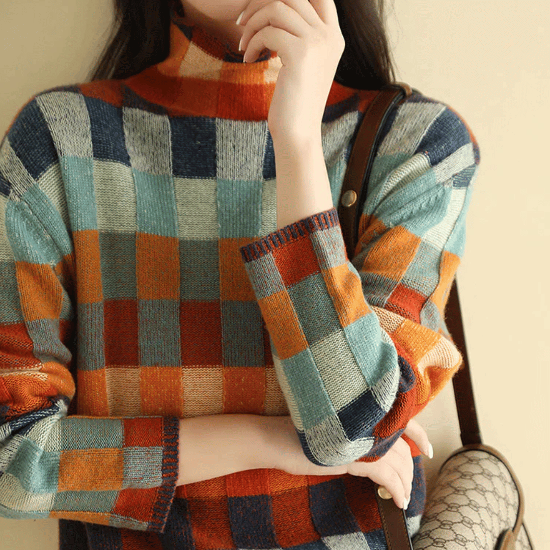Bethany - Maglione a collo alto patchwork da donna