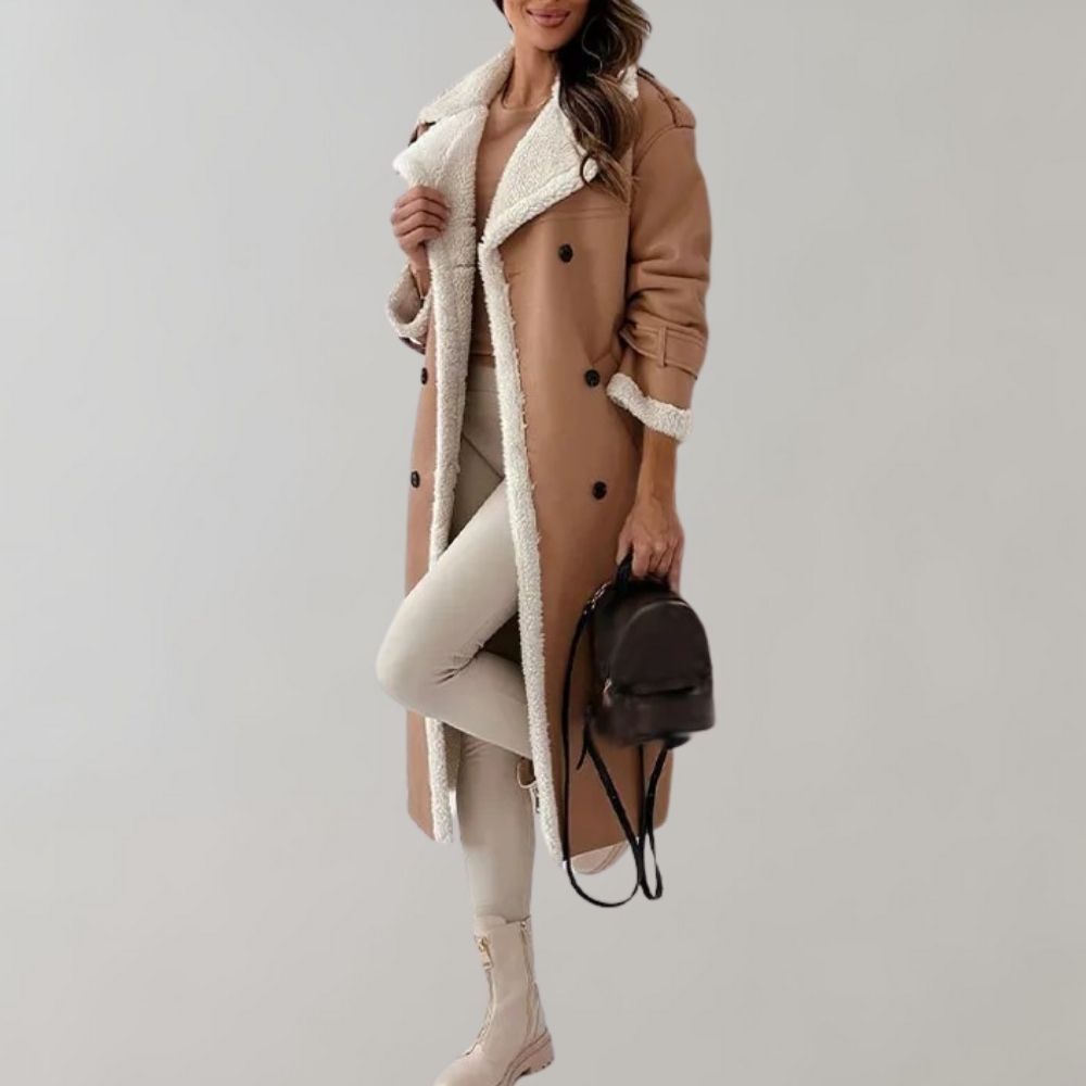 Sienna - Cappotto lungo in ecopelliccia effetto shearling elegante e caldo per il freddo