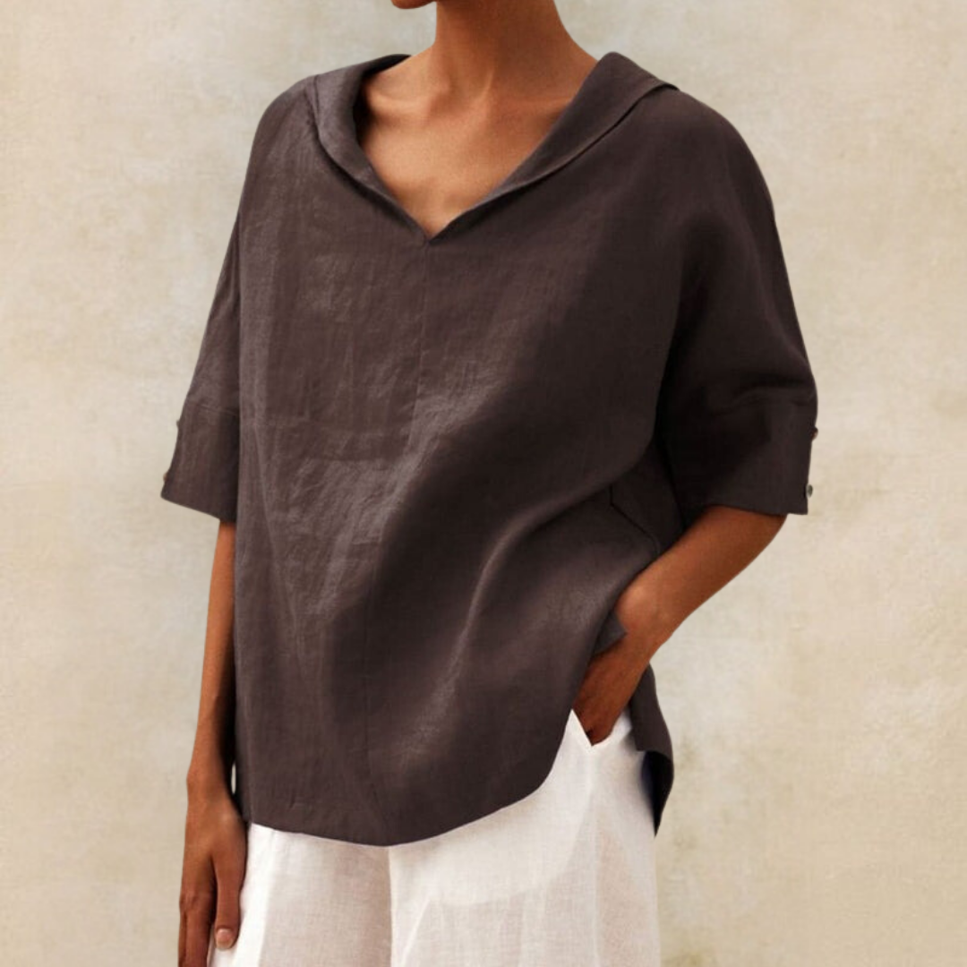 Kate - Camicia casual da donna in lino con scollo a V