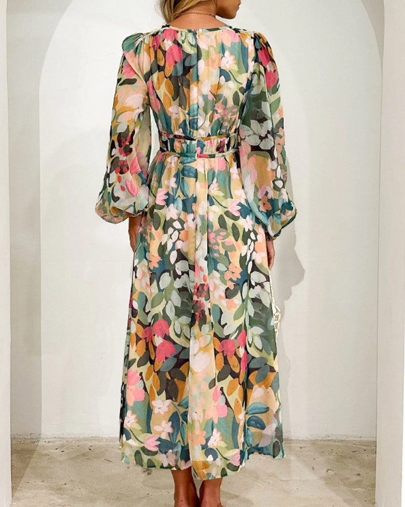 Taylor - Vestido largo elegante con estampado floral