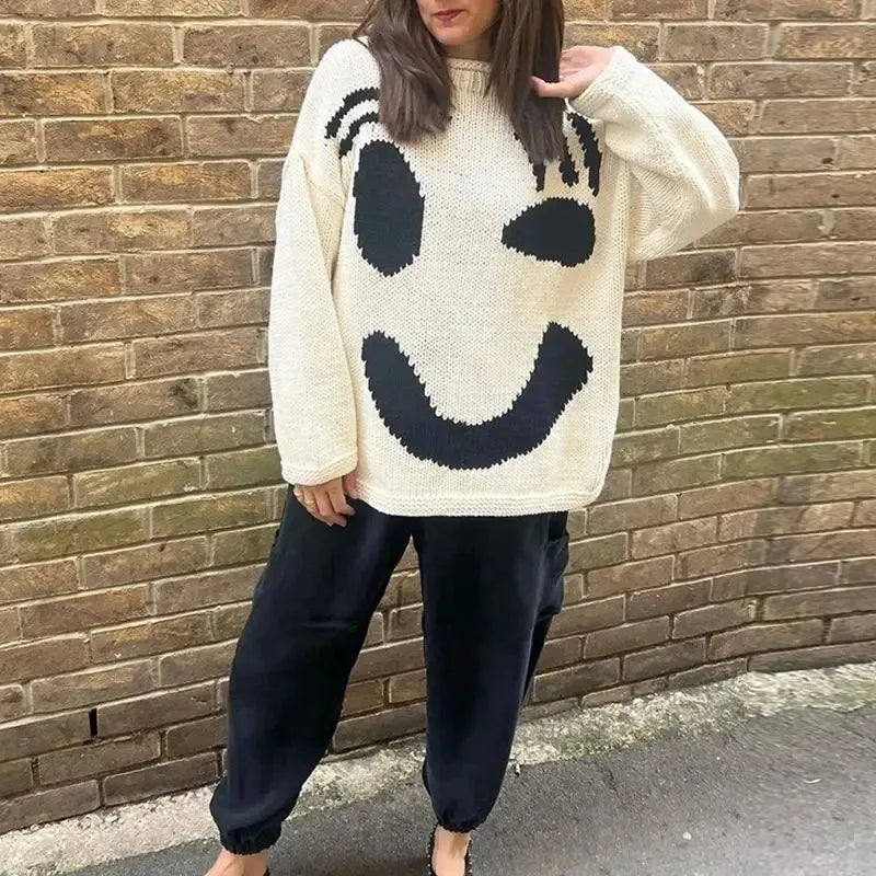 Davina - Suéter de punto con cara sonriente