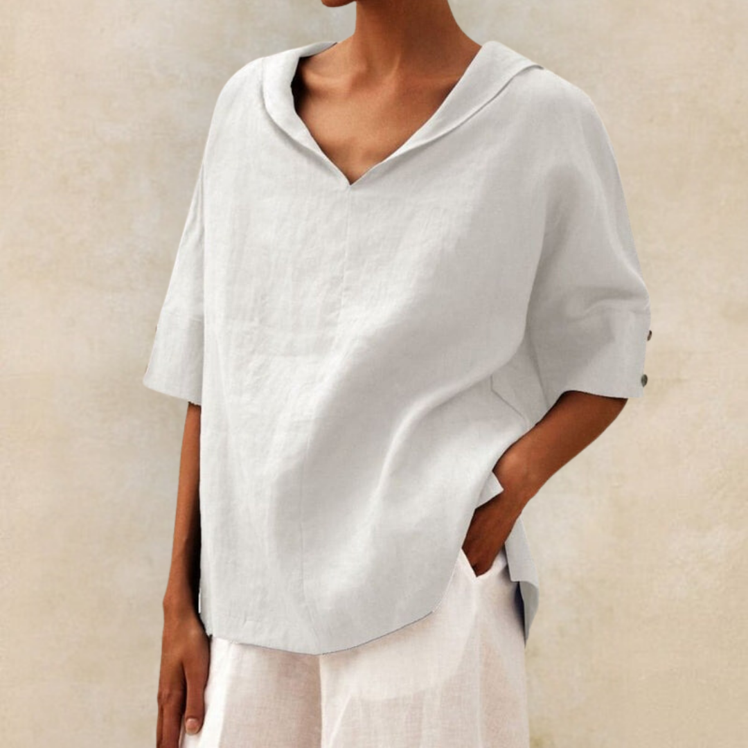 Kate - Camicia casual da donna in lino con scollo a V