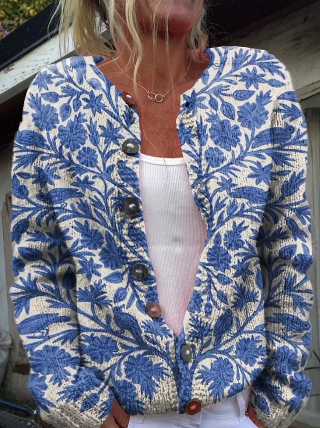 Quin - Cardigan en maille à motif floral