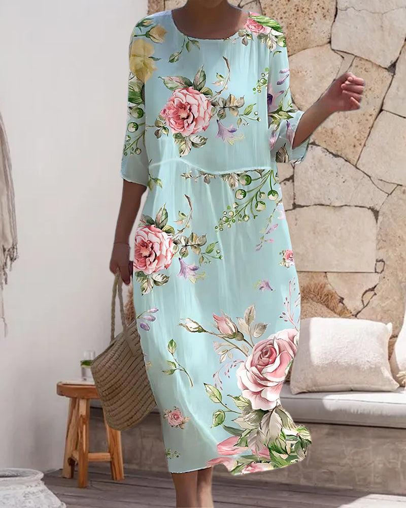 Amara - Vestido Floral Elegante con Control de Abdomen
