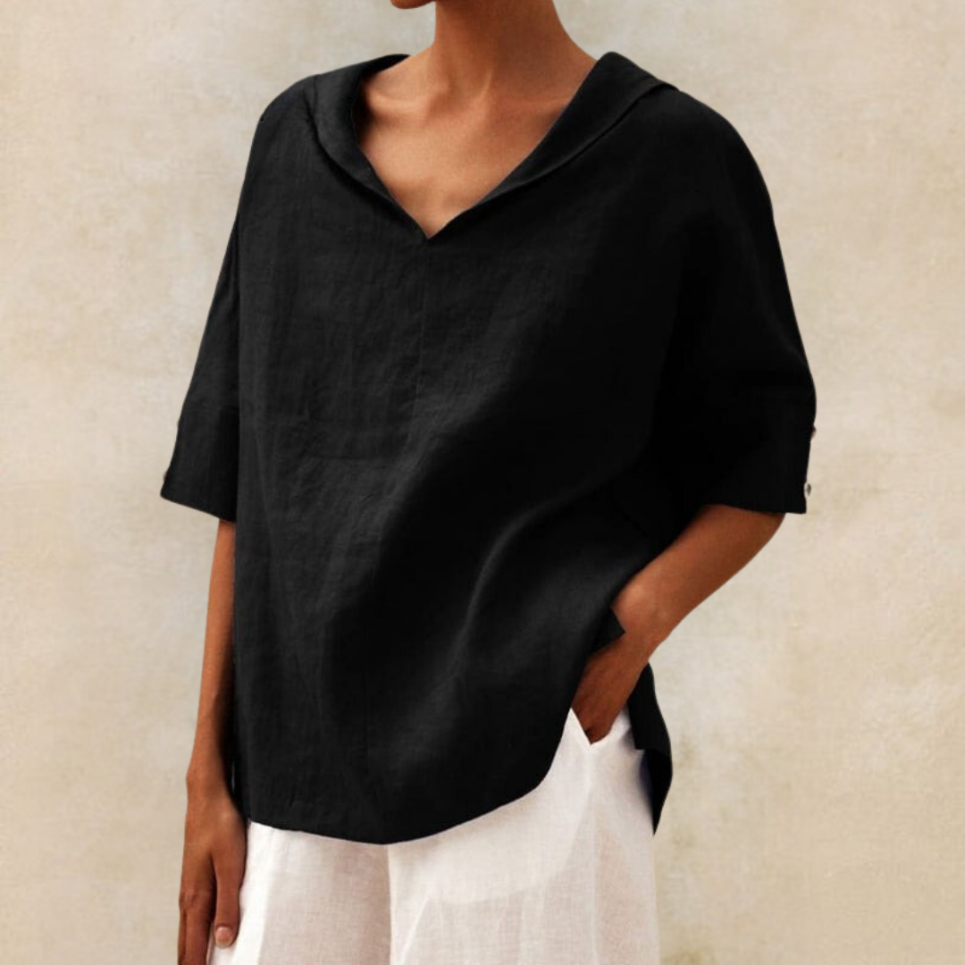 Kate - Camicia casual da donna in lino con scollo a V