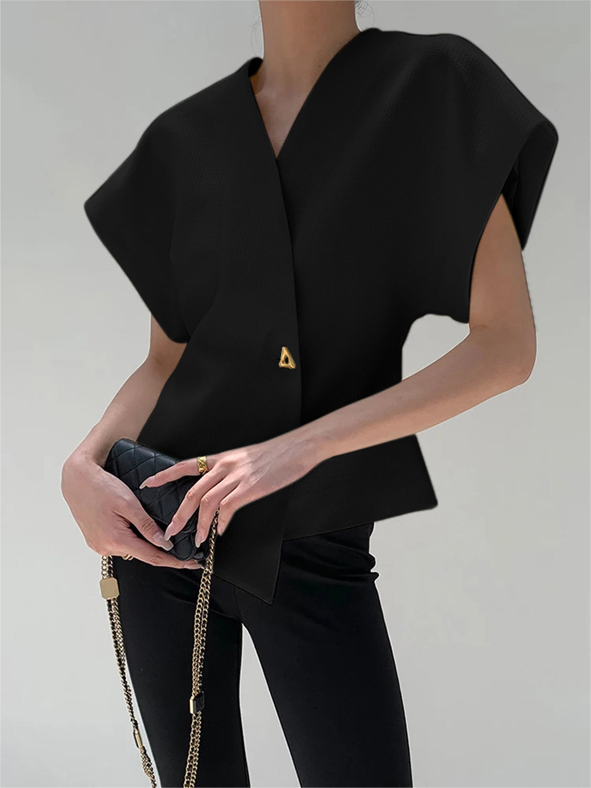 Callie - Blusa con scollo a V e bottoni