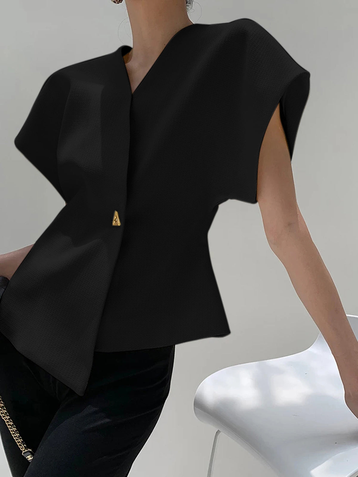 Callie - Blusa con scollo a V e bottoni