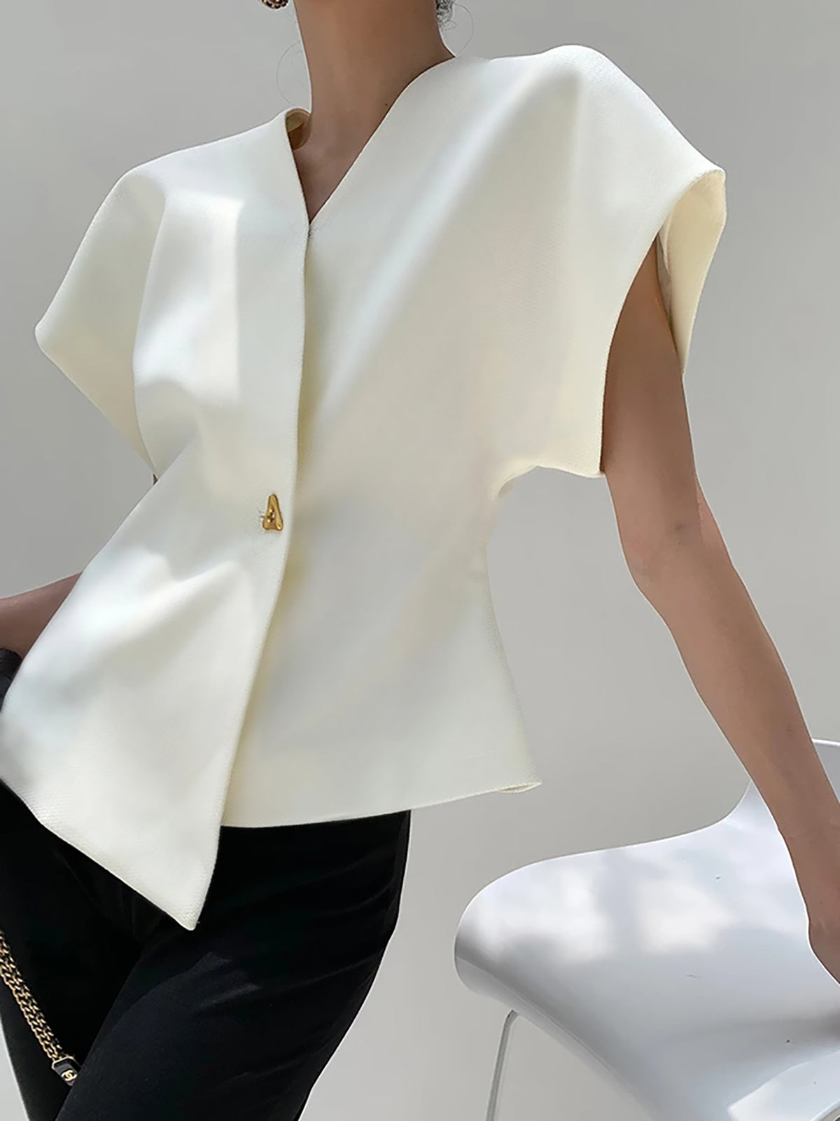 Callie - Blusa con scollo a V e bottoni