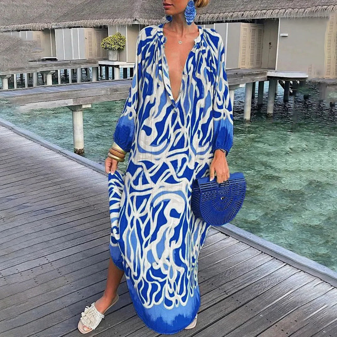 Clarice - Abito Kaftan Boho da Spiaggia in Chiffon Fluttuante Abbigliamento Resort