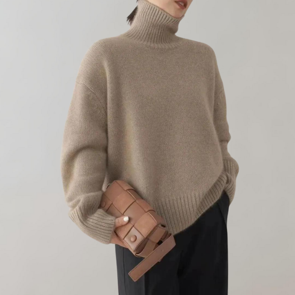 Raelie - Maglione Oversize Minimalista con Collo Alto