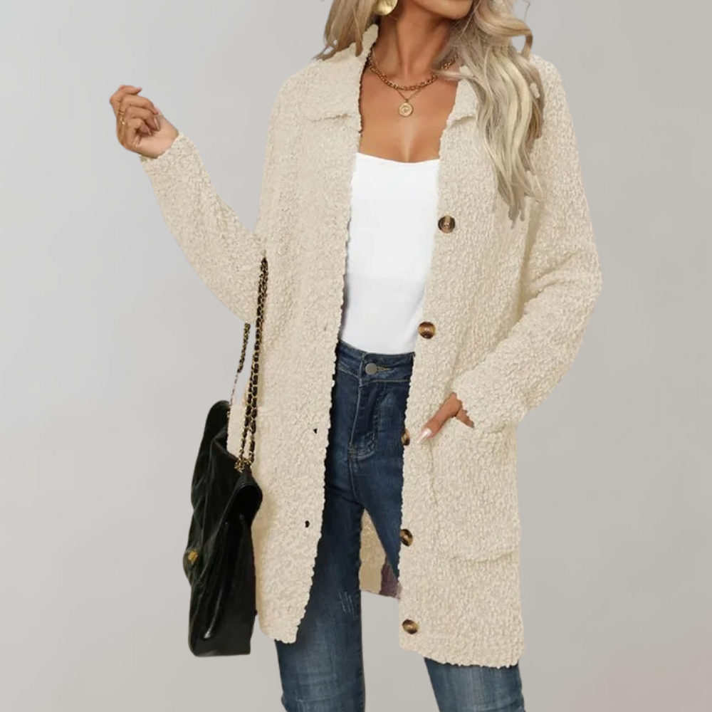 Delilah - Cardigan lungo casual da donna con tasche