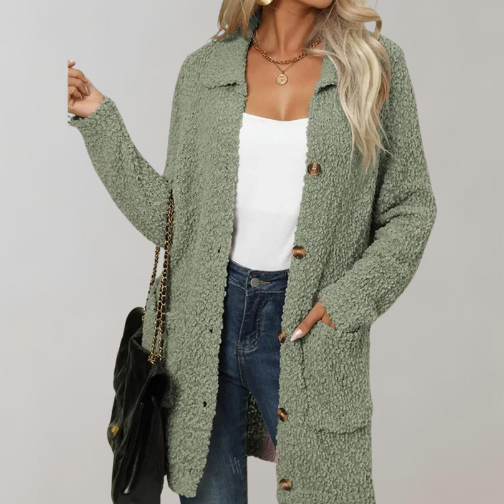 Delilah - Cardigan lungo casual da donna con tasche