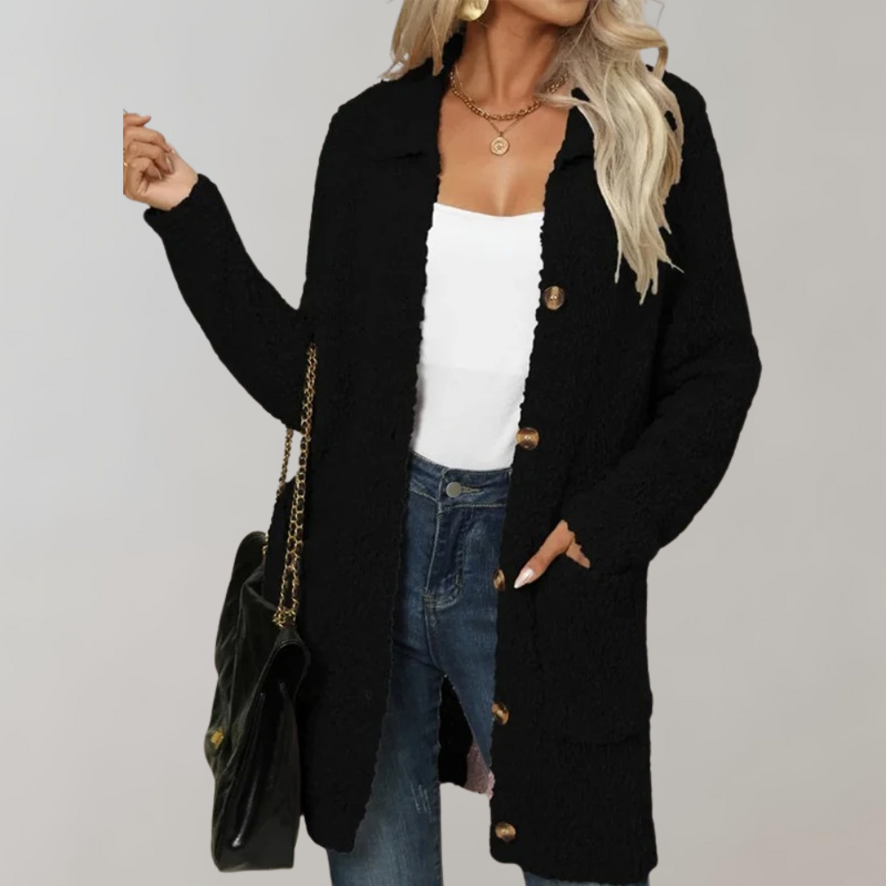 Delilah - Cardigan lungo casual da donna con tasche