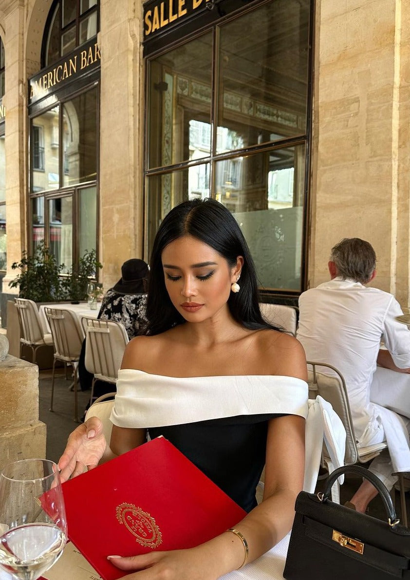 Hazel - Vestido midi de un solo hombro con elegante lazo de cinta