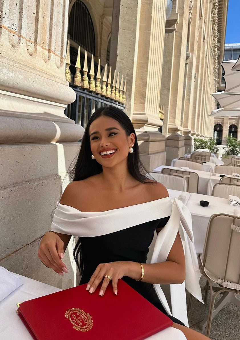 Hazel - Vestido midi de un solo hombro con elegante lazo de cinta