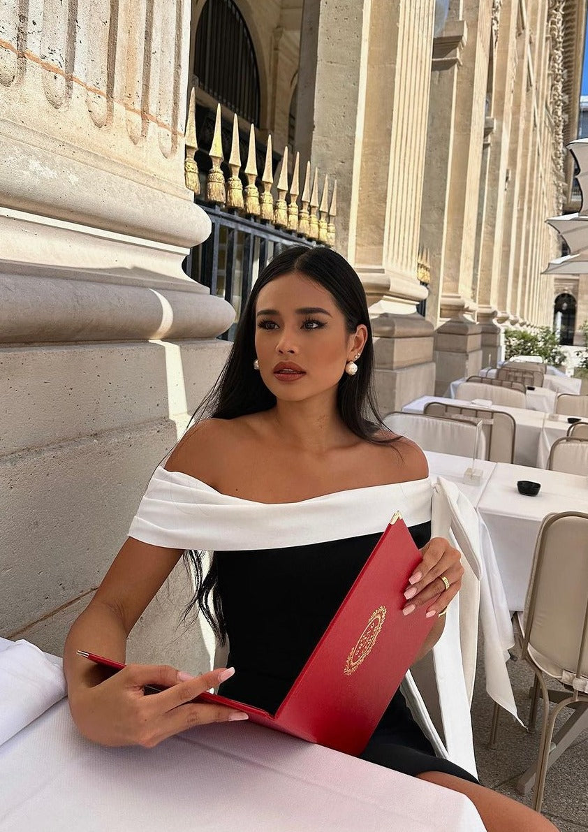 Hazel - Vestido midi de un solo hombro con elegante lazo de cinta