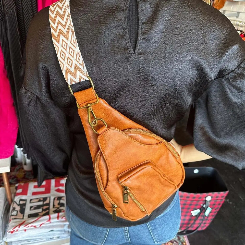 Mackenzie - Borsa a tracolla vintage con cinturino geometrico