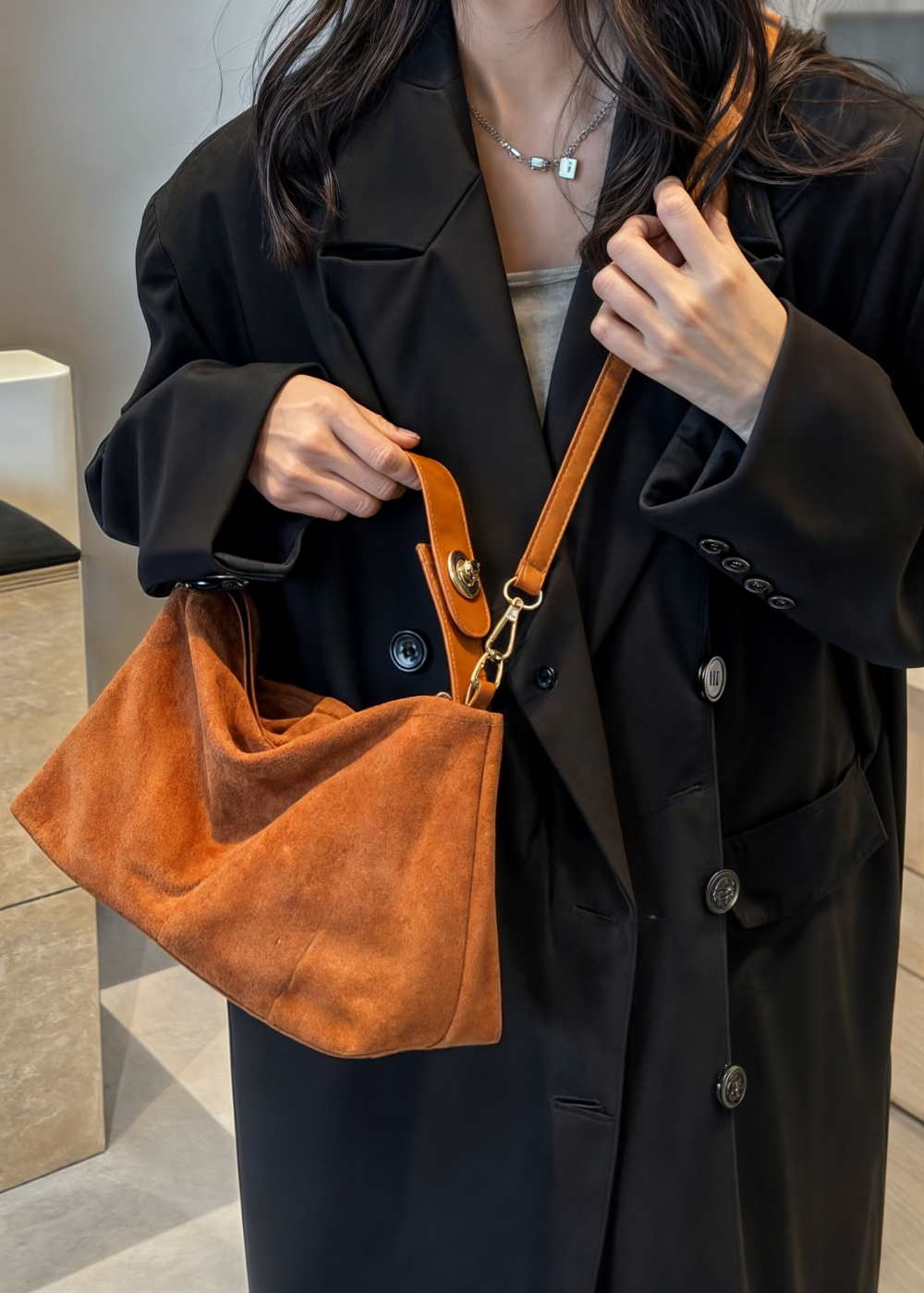 Luna - Borsa MM in Finta Pelle Scamosciata