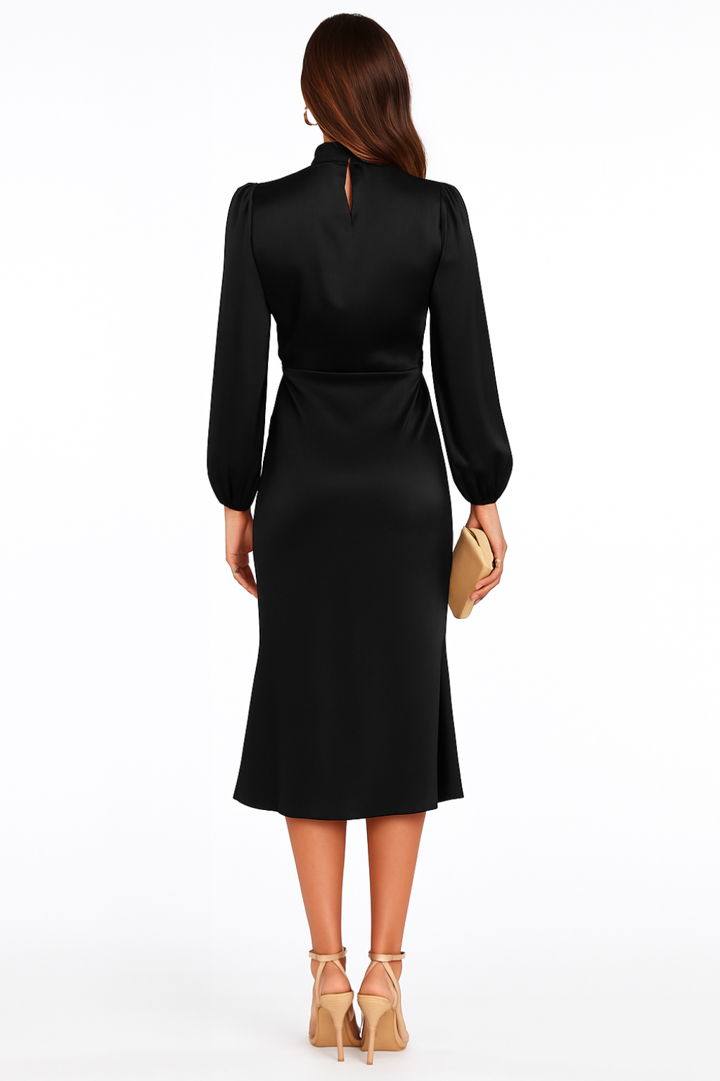 Hazel - Long-Sleeved Satin Dress