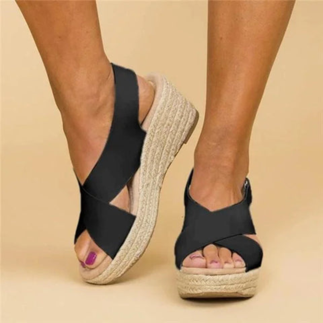 Alice - Sandales compensées à brides croisées pour femmes