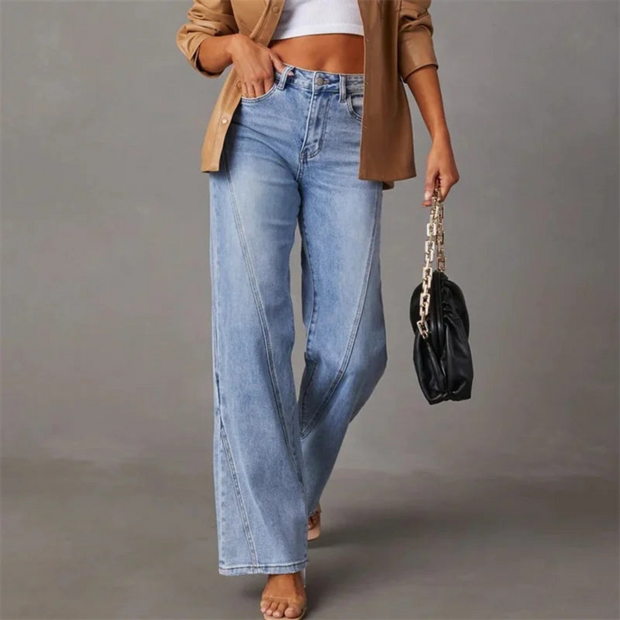 Zoe - Jeans in denim a gamba larga e vita alta