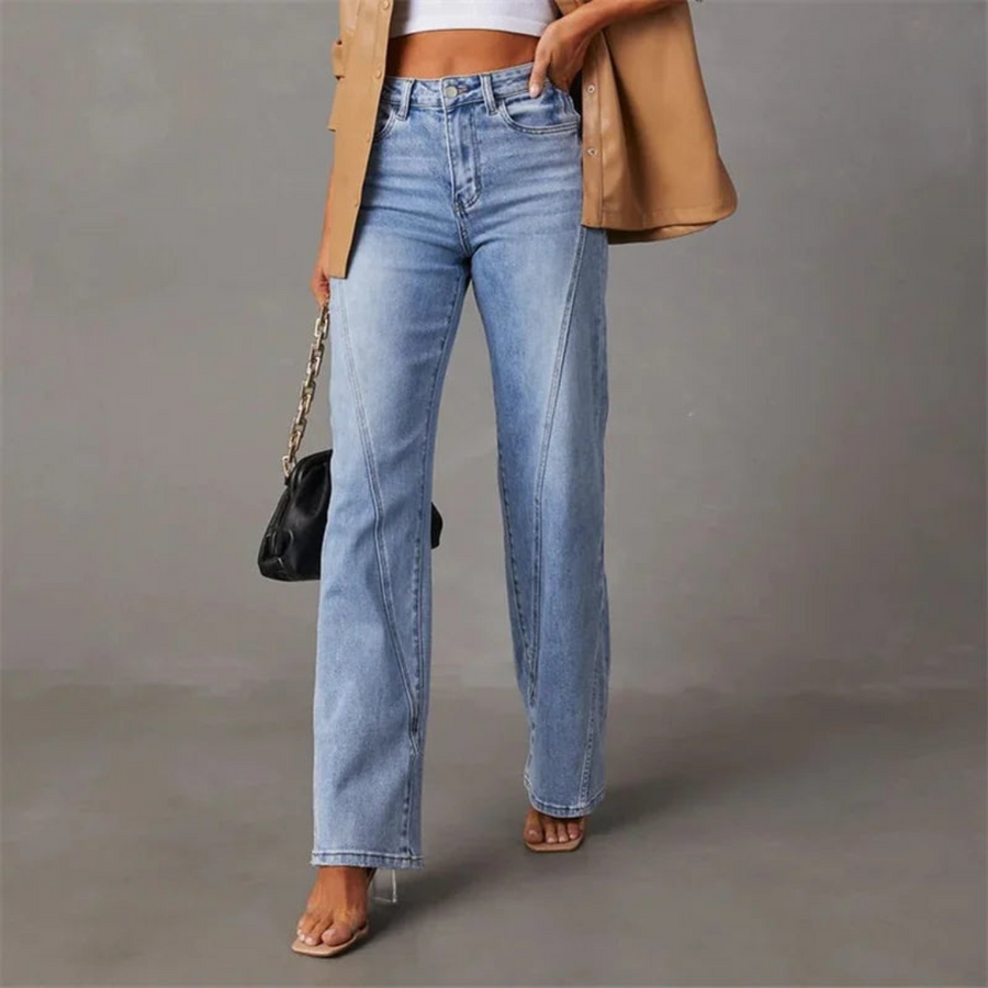 Zoe - Jeans in denim a gamba larga e vita alta