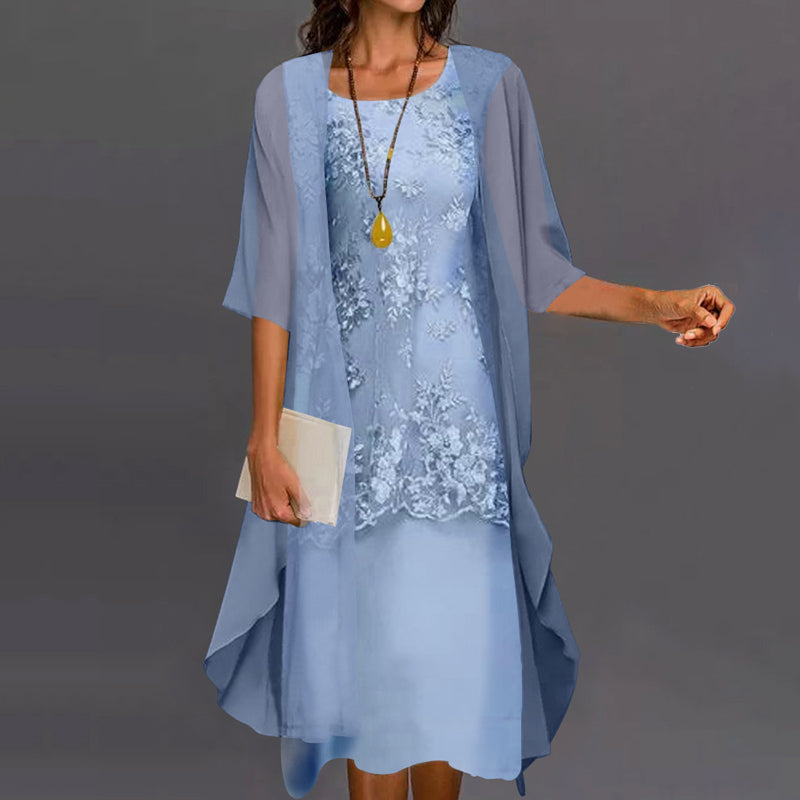 Jolie - Elegante Abito Due Pezzi in Chiffon