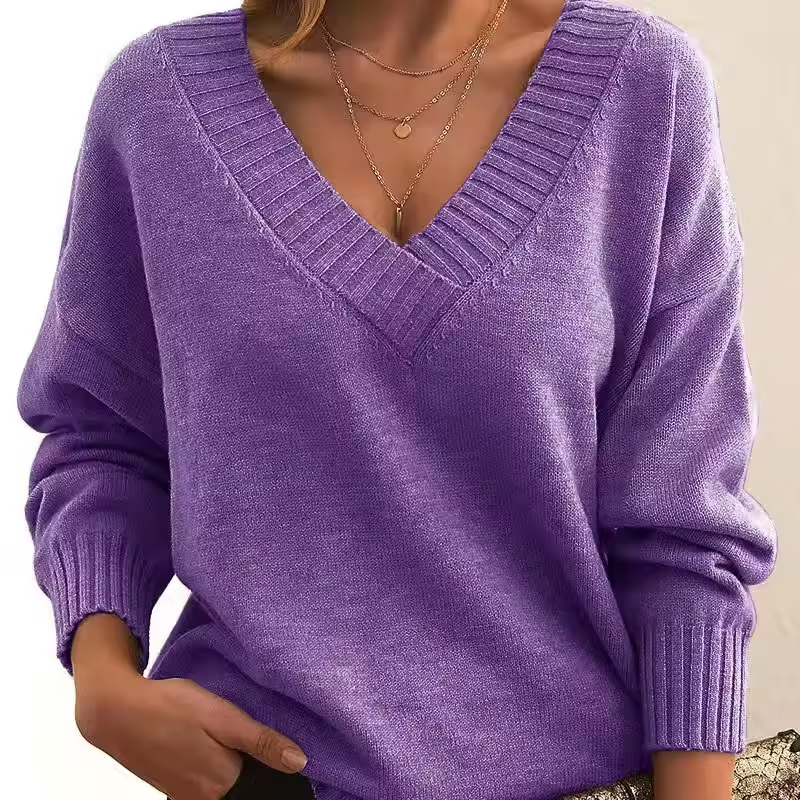 Skye - Maglione Chic a V in Maglia