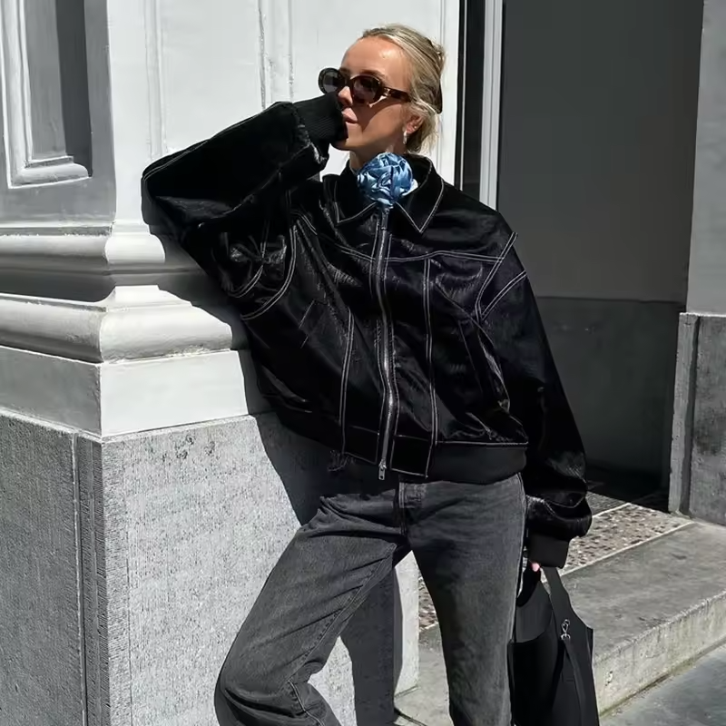 Amari - Chaqueta de cuero oversize