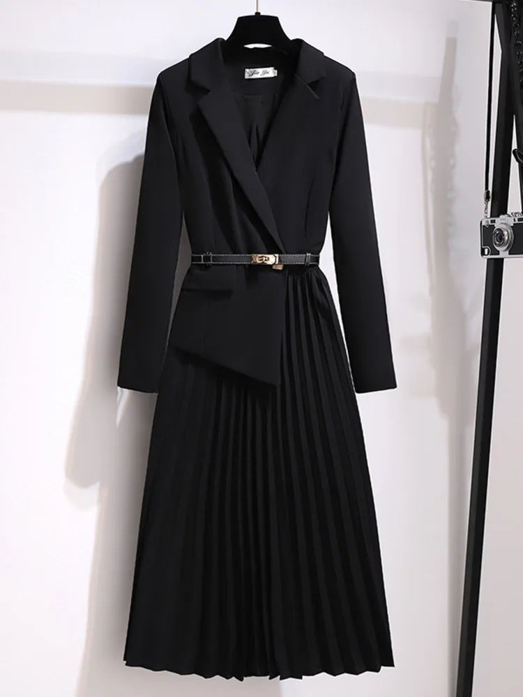 Rory - Abito blazer plissettato con cintura